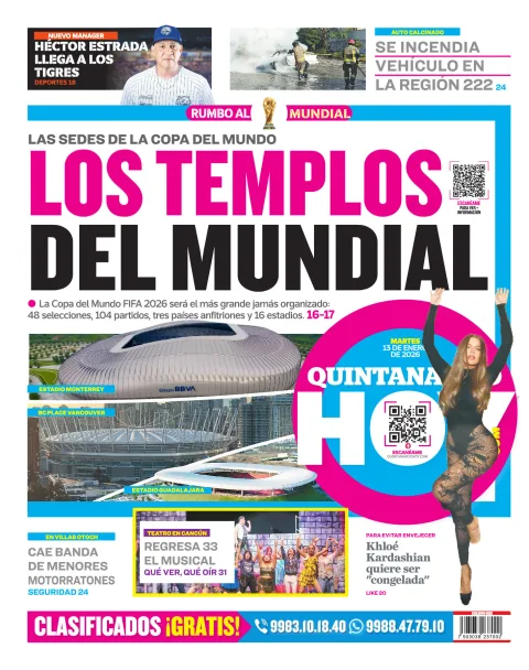 Portada de Quintana Roo Hoy (contraportada)