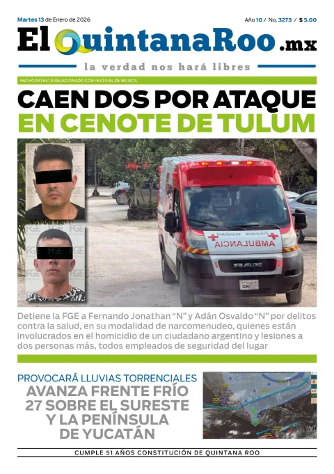Portada de El Quintana Roo (portada) del 2026-01-13