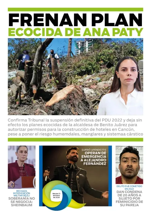 Portada de El Quintana Roo (contraportada) del 2026-01-13