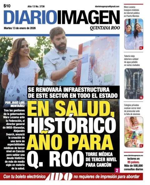 Portada de Diario Imagen Quintana Roo del martes, 13 de enero de 2026