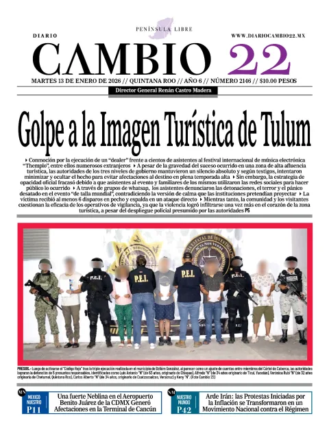 Portada de Diario Cambio 22 (contraportada) del martes, 13 de enero de 2026