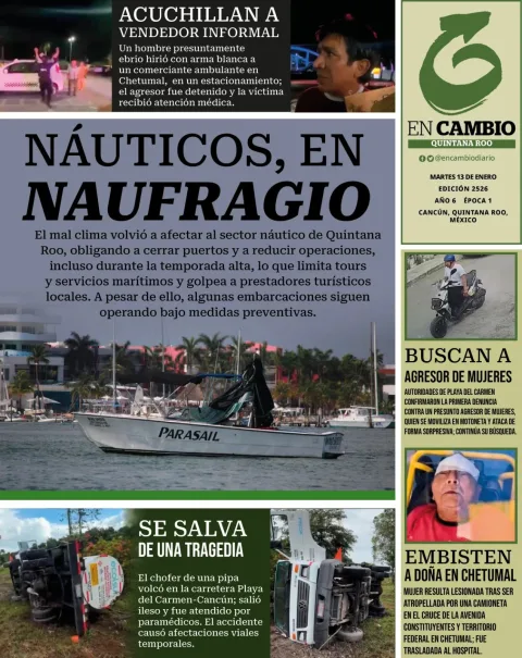 Portada de En Cambio - Quintana Roo (contraportada) del martes, 13 de enero de 2026