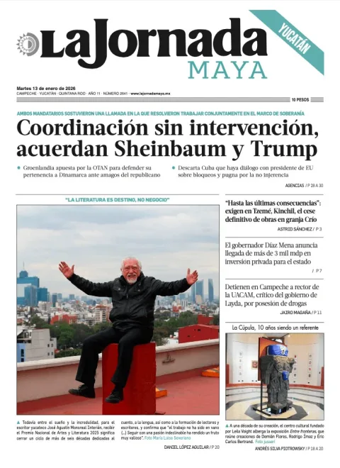 Portada de La Jornada Maya Yucatán del martes, 13 de enero de 2026