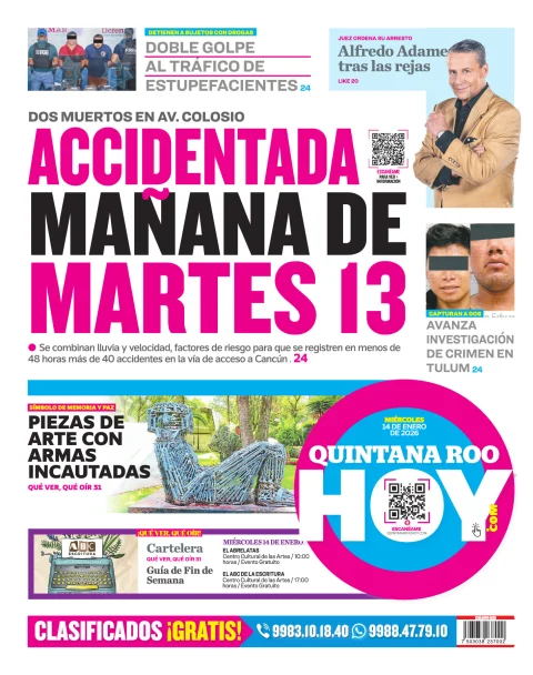 Portada de Quintana Roo Hoy (contraportada)