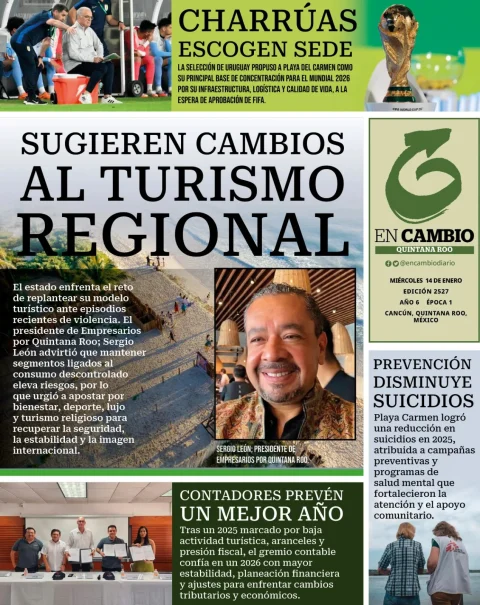 Portada de En Cambio - Quintana Roo (contraportada) del miércoles, 14 de enero de 2026