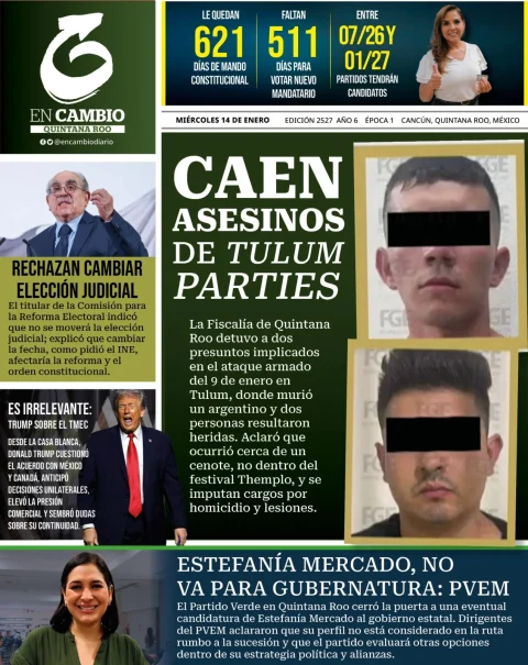 Portada de En Cambio - Quintana Roo (portada) del miércoles, 14 de enero de 2026