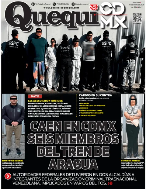 Portada de Quequi CDMX (contraportada) del miércoles, 14 de enero de 2026
