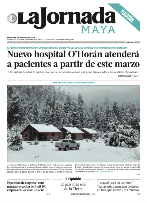 Portada de La Jornada Maya Yucatán del miércoles, 14 de enero de 2026
