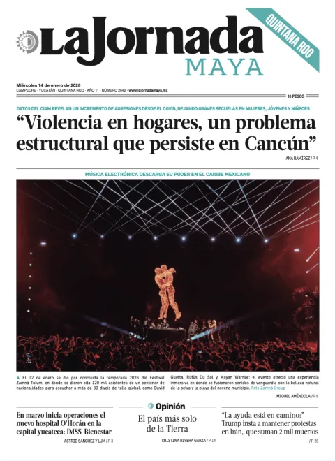 Portada de La Jornada Maya Quintana Roo del miércoles, 14 de enero de 2026