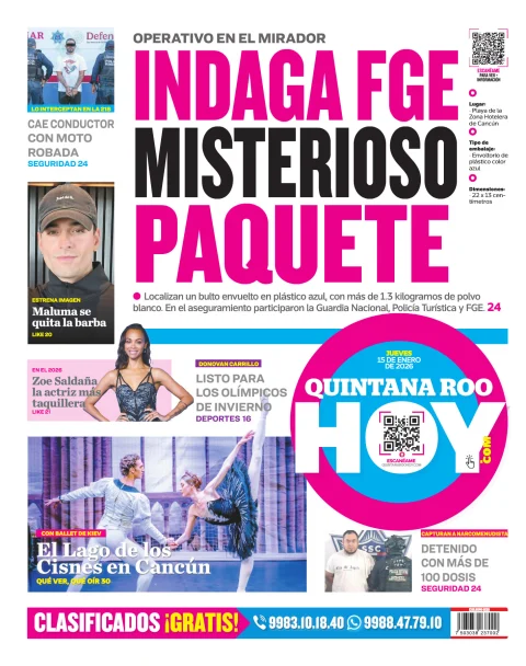 Portada de Quintana Roo Hoy (contraportada)