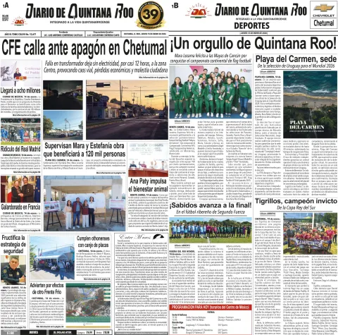 Portada de Diario de Quintana Roo (portada)