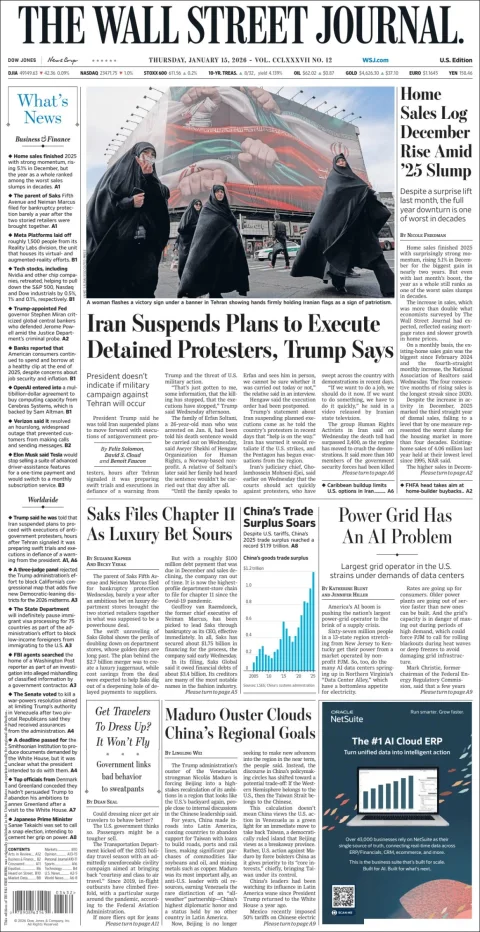 Portada de The Wall Street Journal