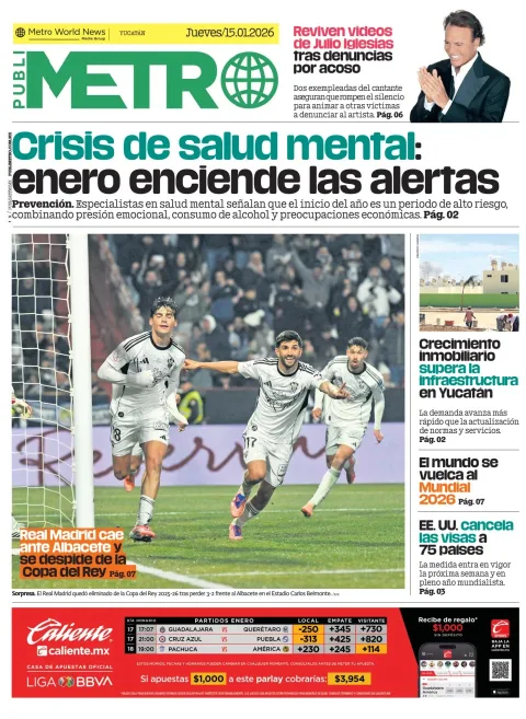 Portada de Publimetro Merida del jueves, 15 de enero de 2026