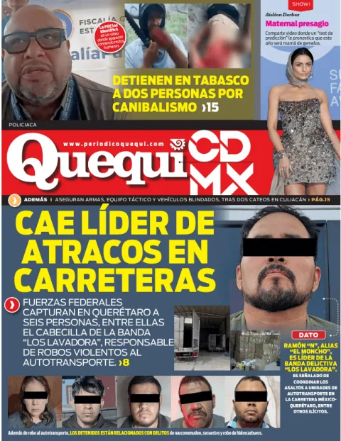 Portada de Quequi CDMX (contraportada) del jueves, 15 de enero de 2026