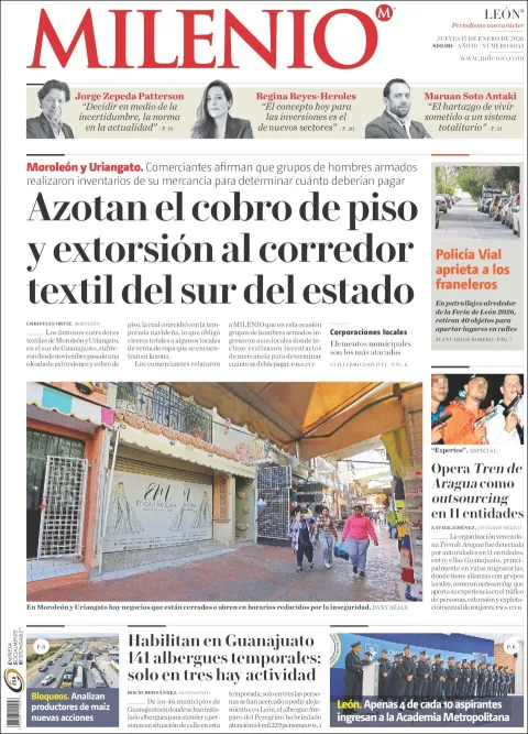 Portada de Milenio Leon del jueves, 15 de enero de 2026