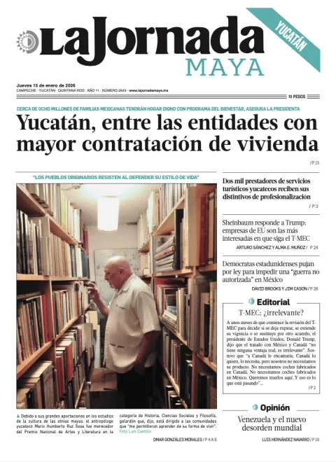 Portada de La Jornada Maya Yucatán del jueves, 15 de enero de 2026