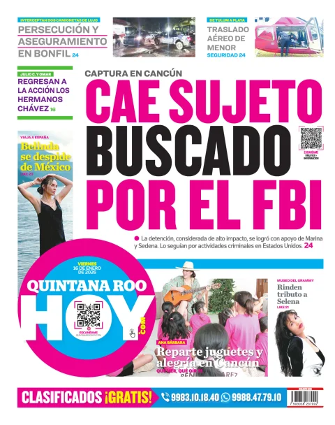 Portada de Quintana Roo Hoy (contraportada)
