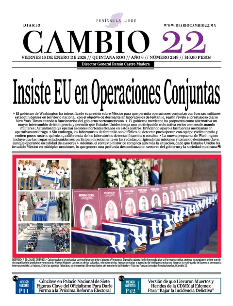 Portada de Diario Cambio 22 (contraportada)