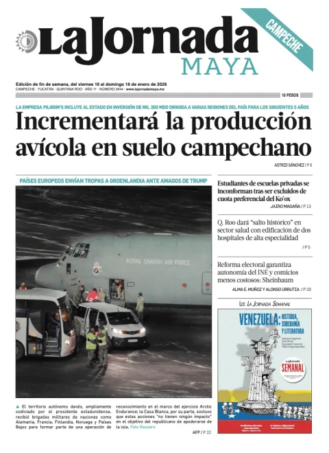 Portada de La Jornada Maya Campeche del viernes, 16 de enero de 2026