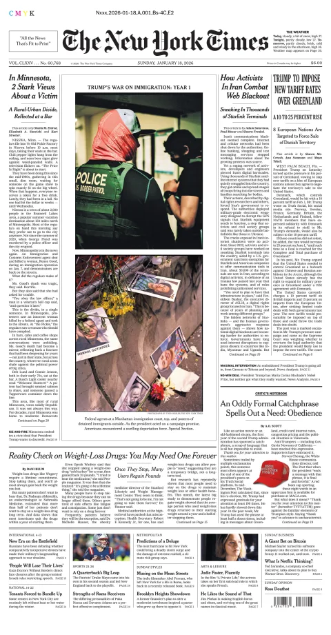 Portada de The New York Times (new York)
