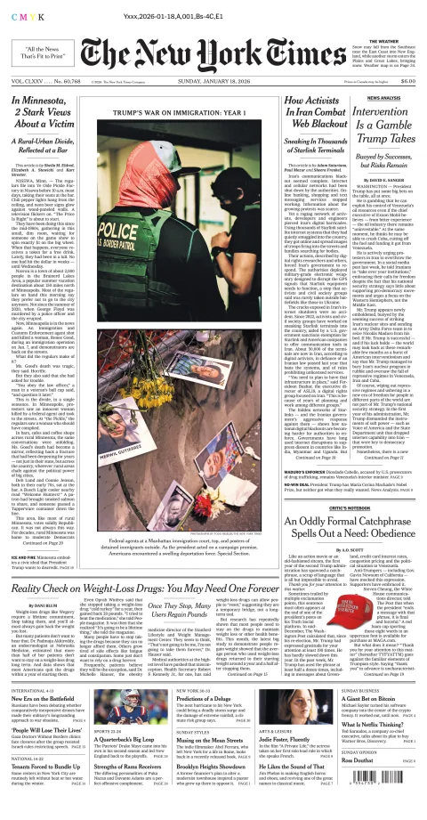 Portada de The New York Times (national)