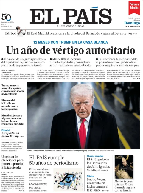 Portada de El Pais