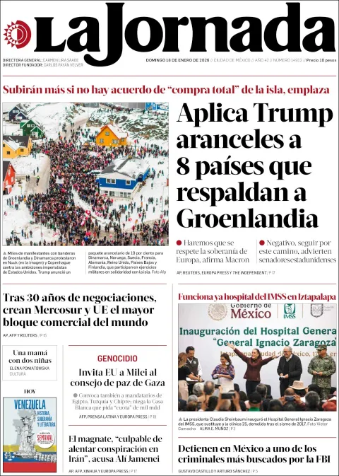 Portada de La Jornada