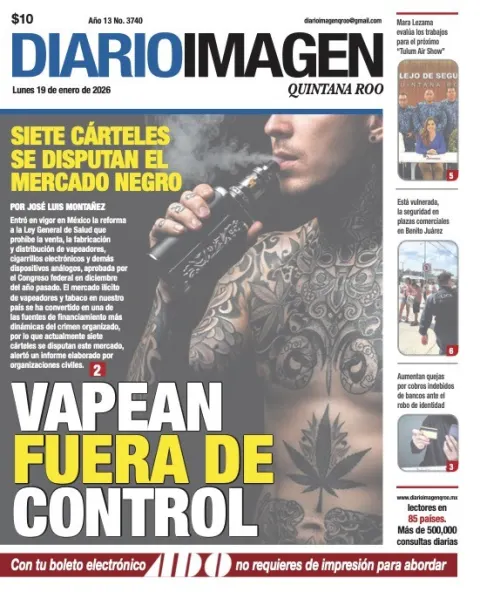 Portada de Diario Imagen Quintana Roo del lunes, 19 de enero de 2026