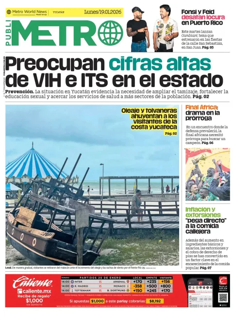 Portada de Publimetro Merida del lunes, 19 de enero de 2026