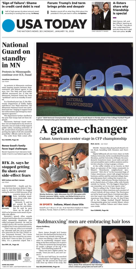 Portada de Usa Today