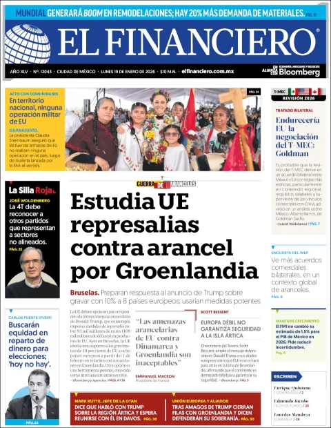 Portada de El Financiero del lunes, 19 de enero de 2026