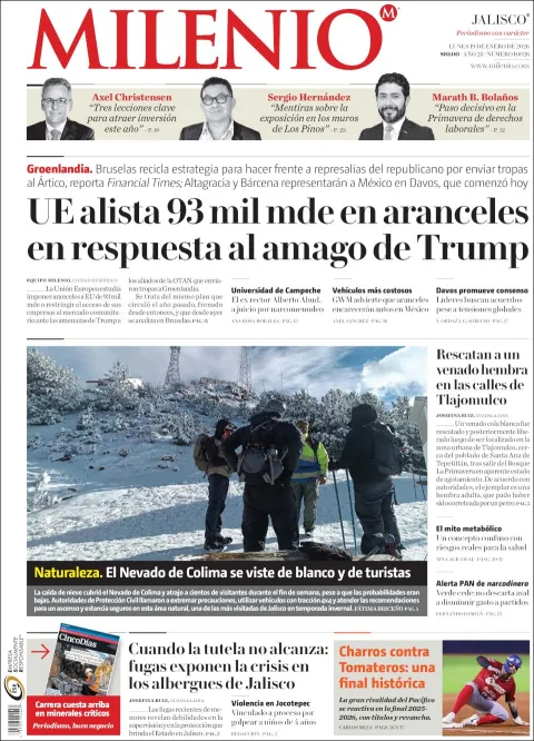 Portada de Milenio Jalisco del lunes, 19 de enero de 2026
