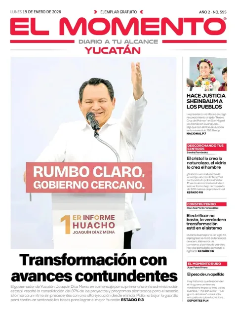 Portada de El Momento Yucatan del lunes, 19 de enero de 2026