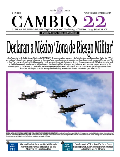 Portada de Diario Cambio 22 (portada) del lunes, 19 de enero de 2026