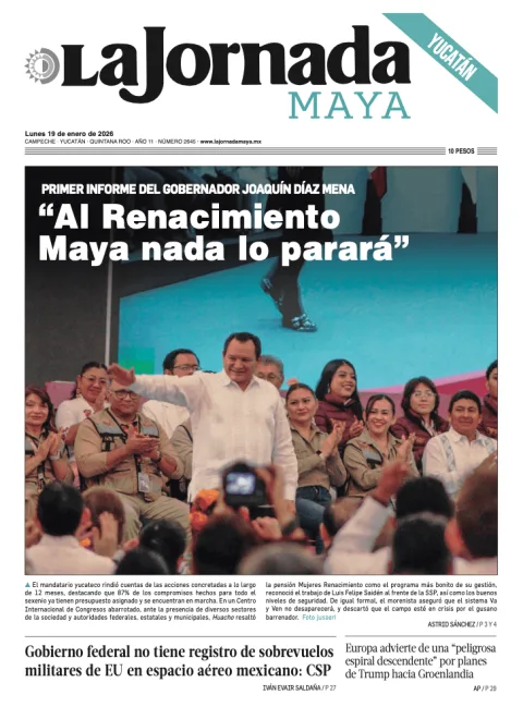 Portada de La Jornada Maya Yucatán del lunes, 19 de enero de 2026