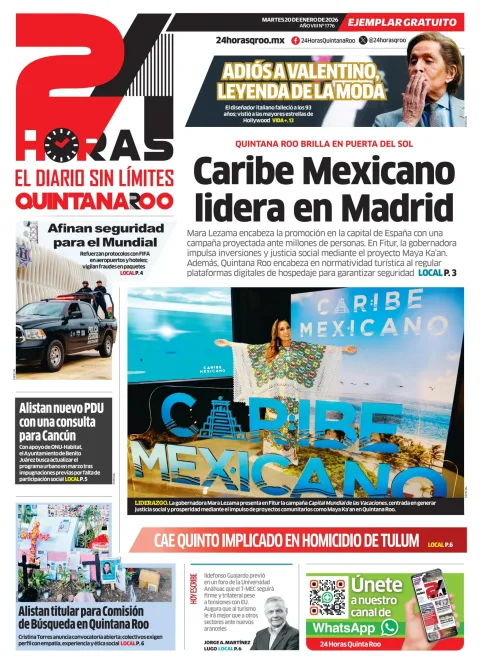 Portada de 24 Horas Quintana Roo
