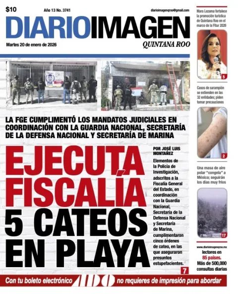 Portada de Diario Imagen Quintana Roo del martes, 20 de enero de 2026