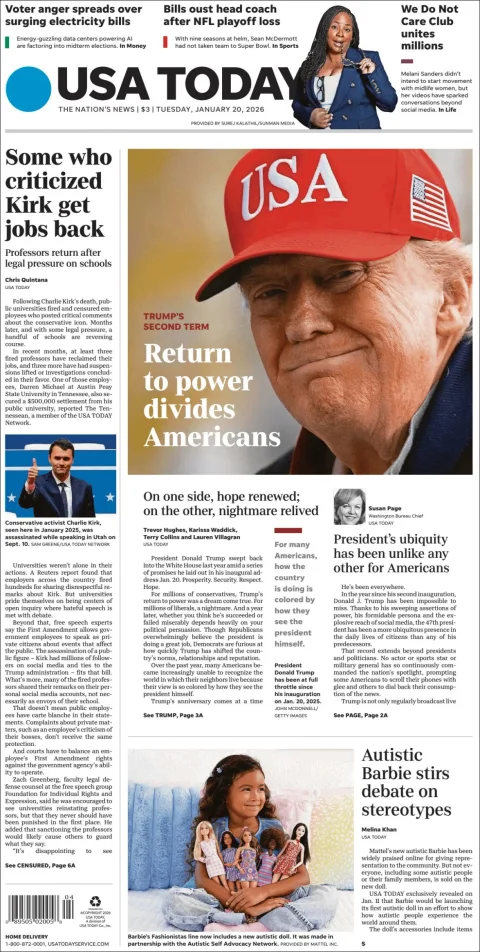 Portada de Usa Today