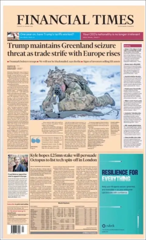 Portada de Financial Times del martes, 20 de enero de 2026