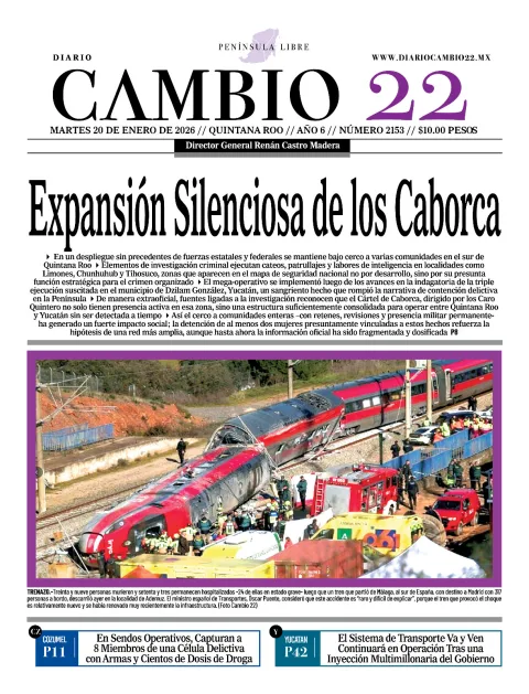 Portada de Diario Cambio 22 (contraportada) del martes, 20 de enero de 2026