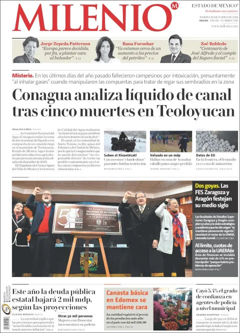 Portada de Milenio Edo de Mexico del martes, 20 de enero de 2026