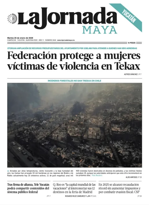 Portada de La Jornada Maya Yucatán del martes, 20 de enero de 2026