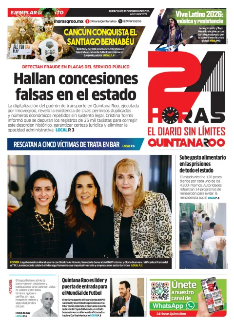 Portada de 24 Horas Quintana Roo