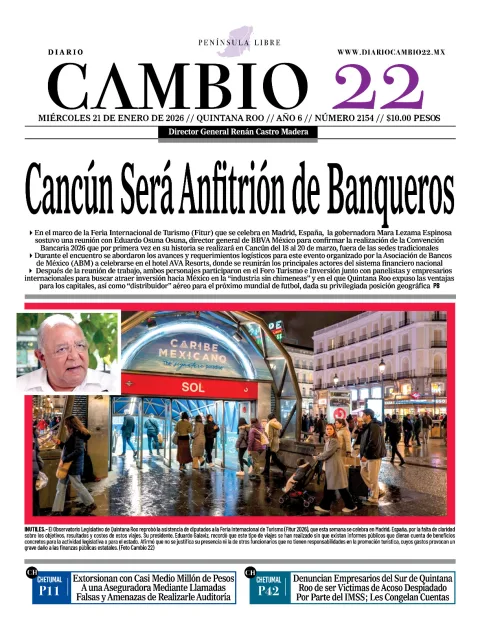 Portada de Diario Cambio 22 (contraportada) del miércoles, 21 de enero de 2026