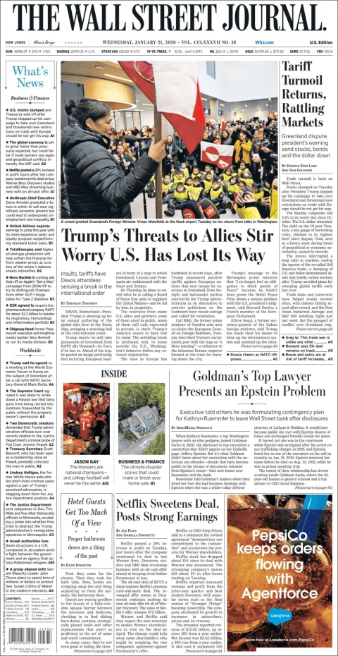 Portada de The Wall Street Journal