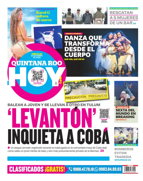 Portada de Quintana Roo Hoy (contraportada)