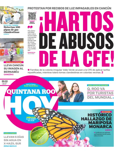 Portada de Quintana Roo Hoy (portada)