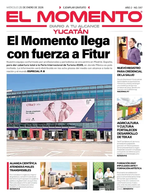Portada de El Momento Yucatan del miércoles, 21 de enero de 2026