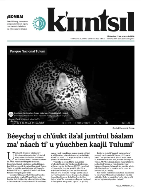 Portada de La Jornada - Kiintsil del miércoles, 21 de enero de 2026