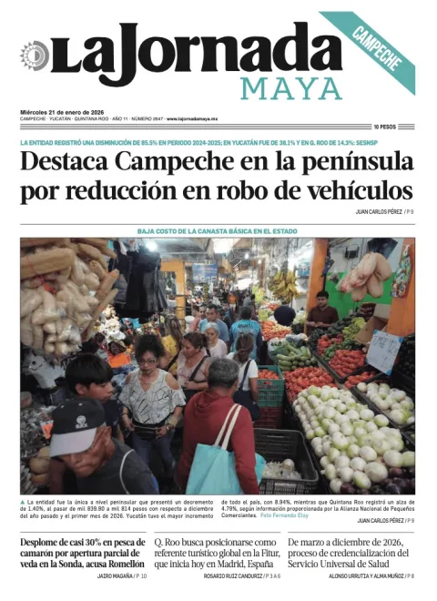 Portada de La Jornada Maya Campeche del miércoles, 21 de enero de 2026